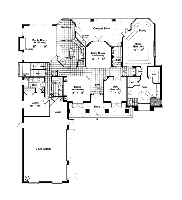 Florida Mediterranean Southern Traditional Level One of Plan 63023