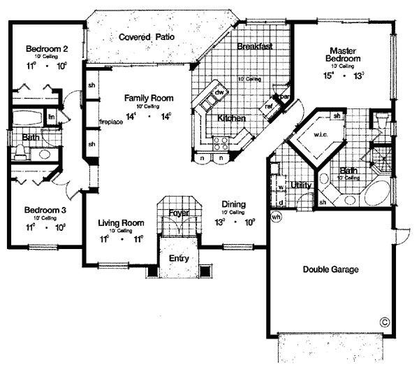 Mediterranean One-Story Level One of Plan 63027
