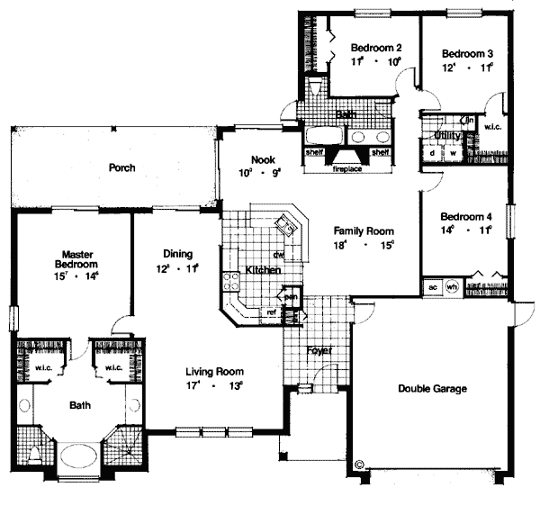 Mediterranean One-Story Level One of Plan 63029