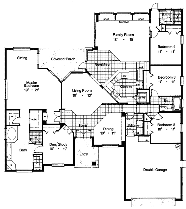 Mediterranean One-Story Level One of Plan 63034