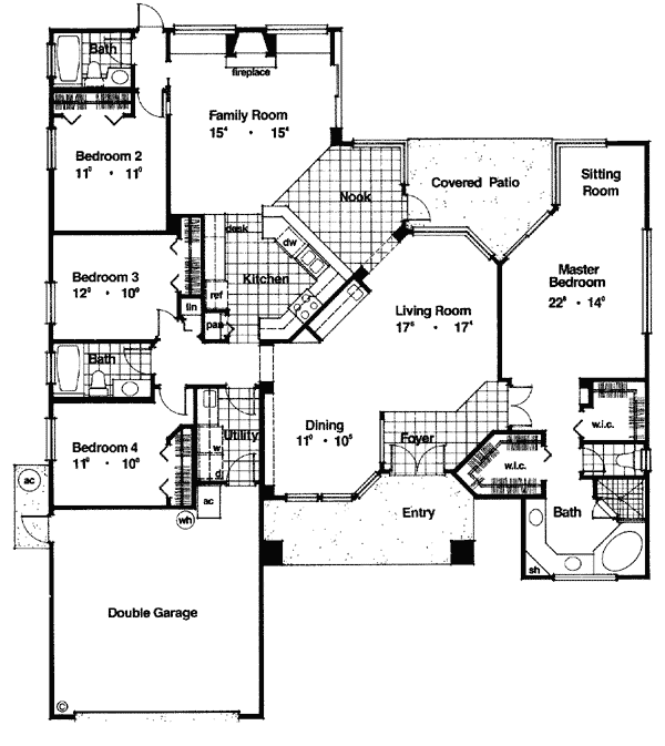 Mediterranean One-Story Level One of Plan 63043