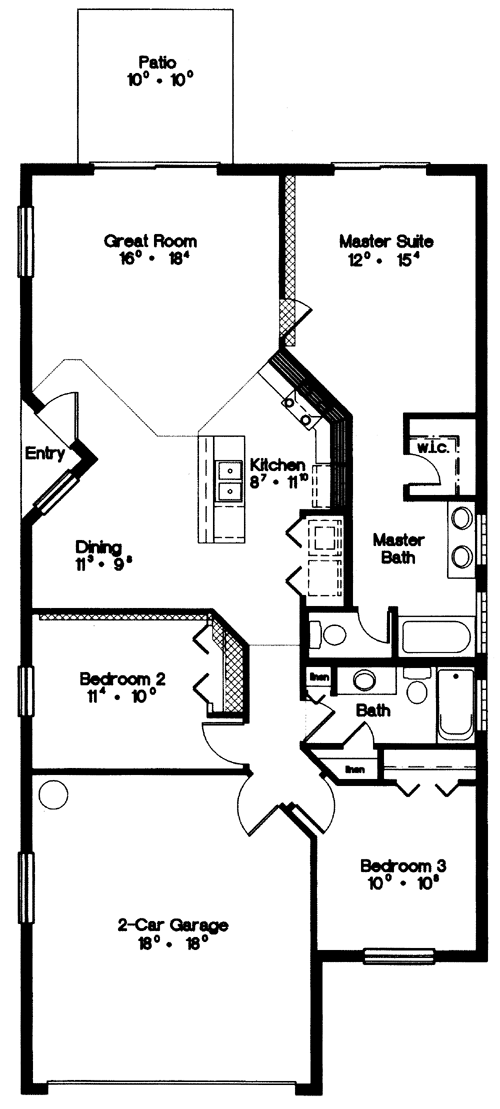 Mediterranean Narrow Lot One-Story Level One of Plan 63046