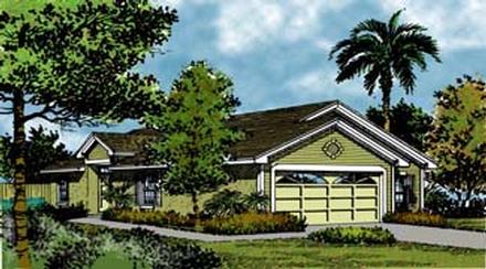 Mediterranean Narrow Lot One-Story Elevation of Plan 63046