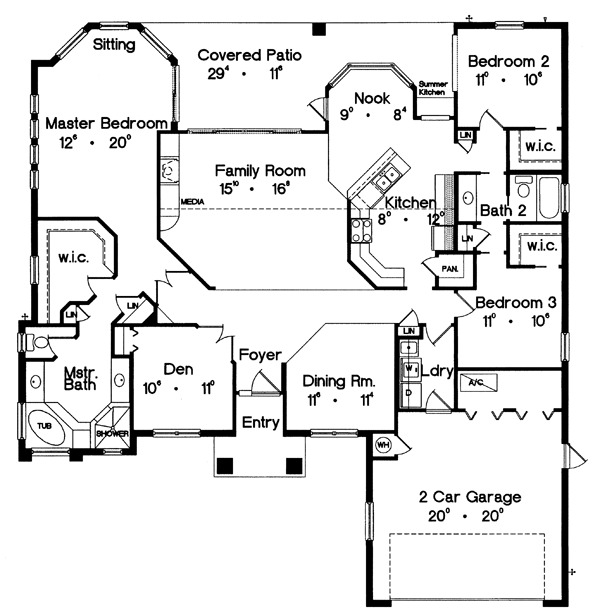 Contemporary Florida Mediterranean One-Story Level One of Plan 63047