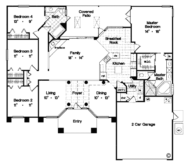 Mediterranean One-Story Level One of Plan 63050
