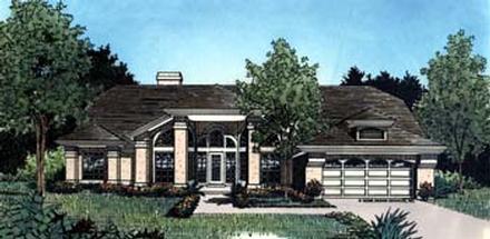 Mediterranean One-Story Elevation of Plan 63050