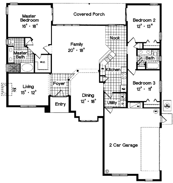 Mediterranean One-Story Level One of Plan 63052