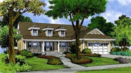 Country One-Story Southern Elevation of Plan 63054