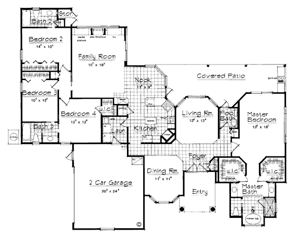 Mediterranean One-Story Level One of Plan 63059