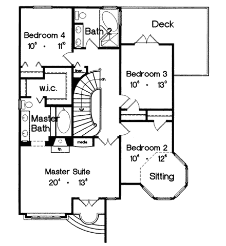 House Plan 63060 Second Level Plan