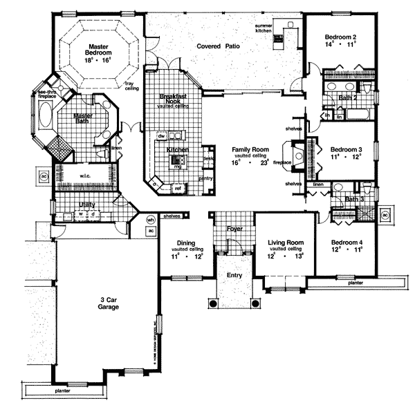 Mediterranean One-Story Level One of Plan 63063