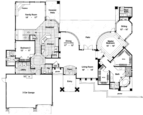 Contemporary Prairie Style Southwest Level One of Plan 63066