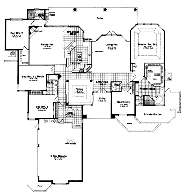 Florida Mediterranean One-Story Level One of Plan 63070