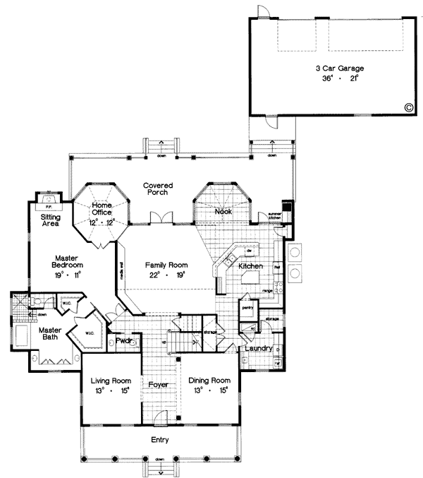 Cape Cod Colonial Country Level One of Plan 63071