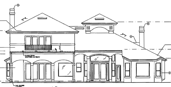 Florida Mediterranean Rear Elevation of Plan 63074