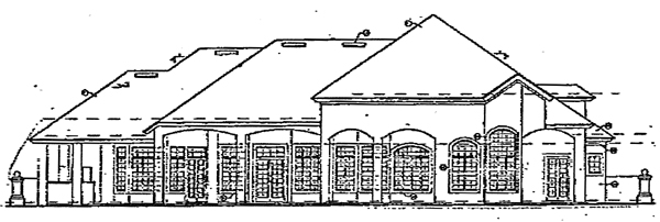 Mediterranean Victorian Rear Elevation of Plan 63075