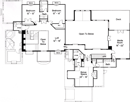 House Plan 63081 Second Level Plan