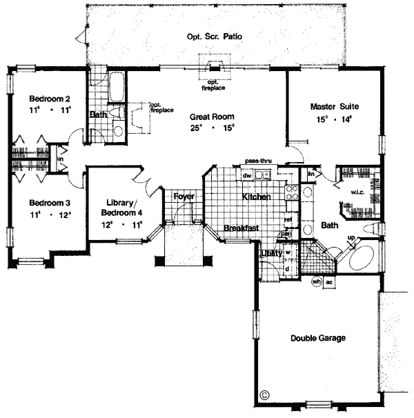 Mediterranean One-Story Level One of Plan 63087