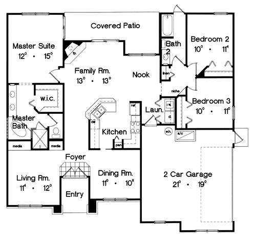 Mediterranean One-Story Level One of Plan 63088