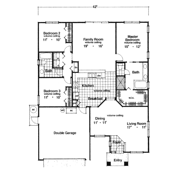 Mediterranean One-Story Level One of Plan 63094