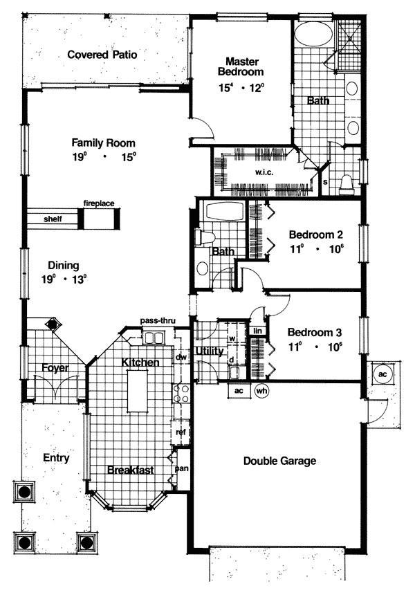 Mediterranean One-Story Level One of Plan 63096