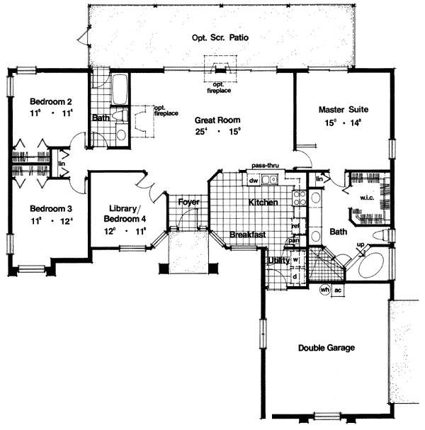 Mediterranean One-Story Level One of Plan 63098