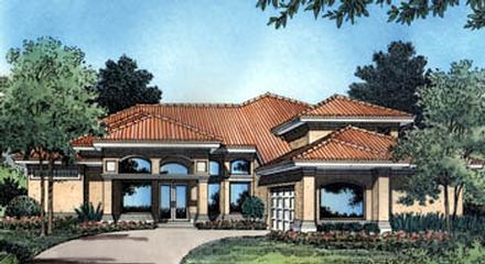 Florida Mediterranean One-Story Elevation of Plan 63109