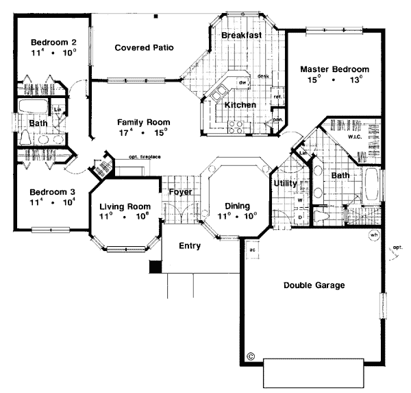 Mediterranean One-Story Level One of Plan 63113