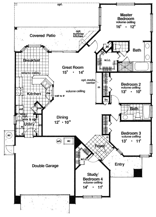 Mediterranean One-Story Level One of Plan 63114