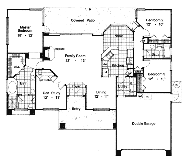 Mediterranean One-Story Level One of Plan 63115