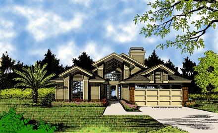 Contemporary Mediterranean One-Story Elevation of Plan 63116