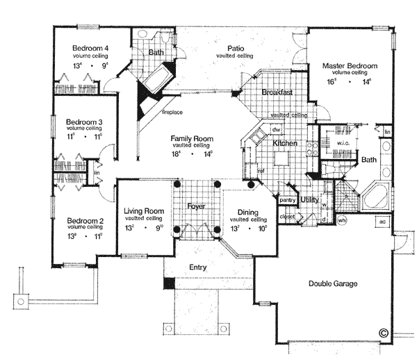 Contemporary Florida Mediterranean One-Story Level One of Plan 63120