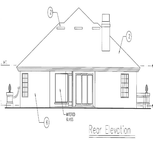 Contemporary Florida Mediterranean One-Story Rear Elevation of Plan 63120