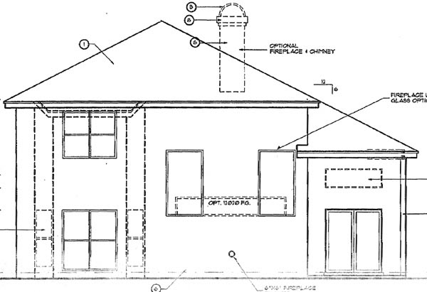 Contemporary Mediterranean Rear Elevation of Plan 63122