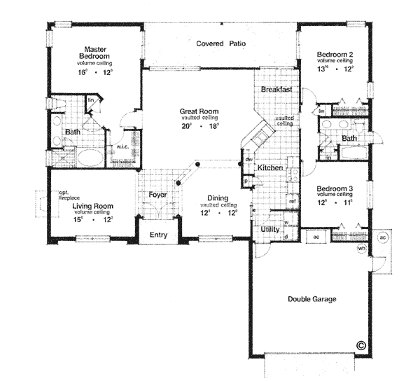 Mediterranean One-Story Level One of Plan 63125