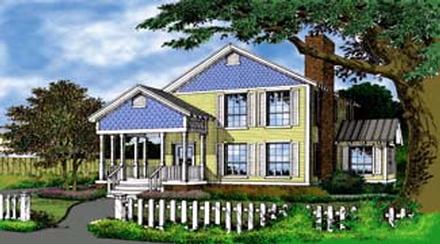 Country Narrow Lot Southern Traditional Elevation of Plan 63127
