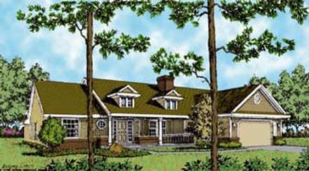 Country One-Story Southern Traditional Elevation of Plan 63128