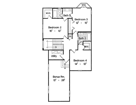 House Plan 63131 Second Level Plan