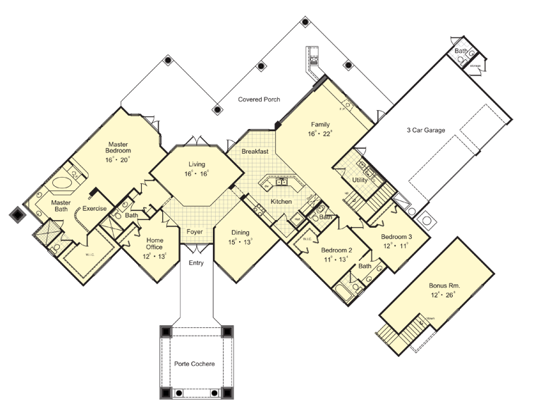 Florida Mediterranean One-Story Level One of Plan 63133
