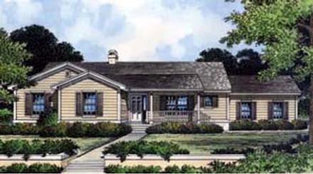 Country One-Story Elevation of Plan 63136