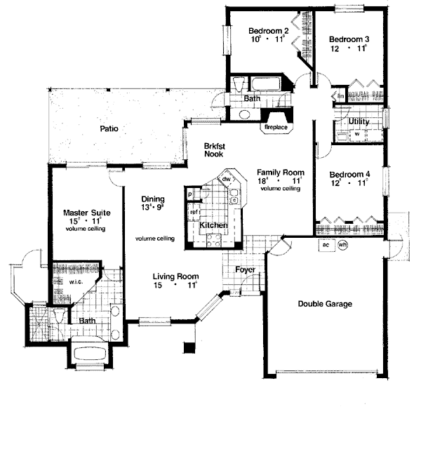 Mediterranean One-Story Level One of Plan 63141