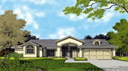 Mediterranean One-Story Elevation of Plan 63141