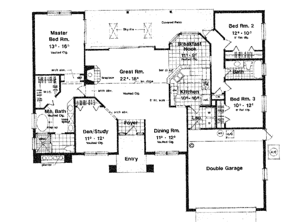 One-Story Traditional Level One of Plan 63142