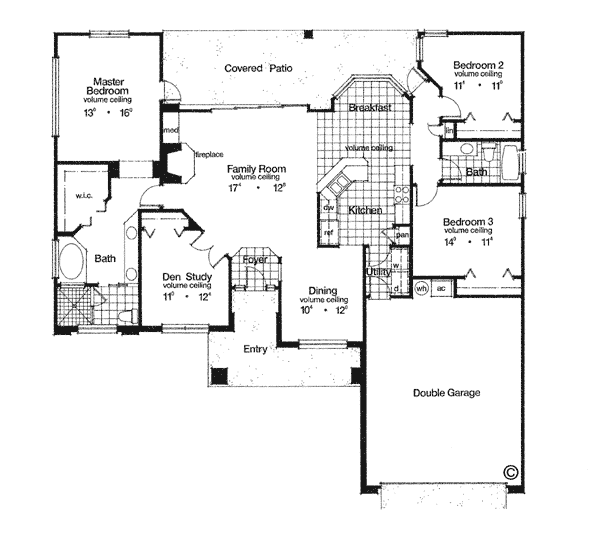 Mediterranean One-Story Level One of Plan 63143
