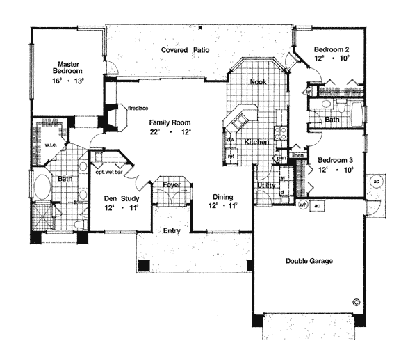 Mediterranean One-Story Level One of Plan 63144