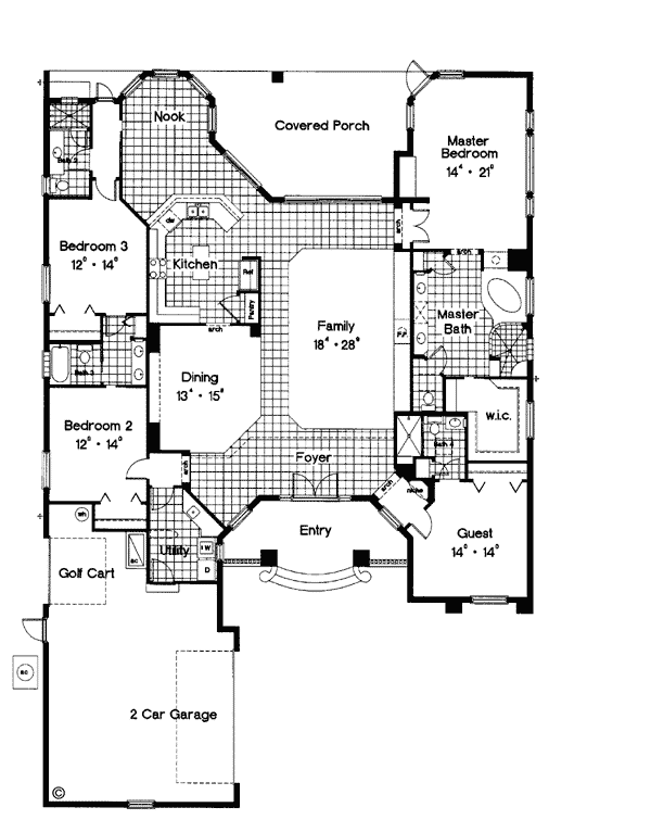 Mediterranean One-Story Level One of Plan 63158
