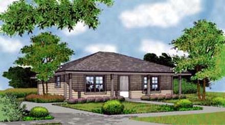 Country Farmhouse Narrow Lot Traditional Elevation of Plan 63164