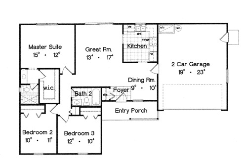 Country Farmhouse Traditional Level One of Plan 63170