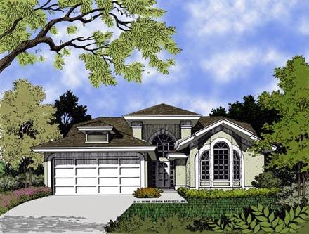 Contemporary Florida Mediterranean Narrow Lot Elevation of Plan 63178