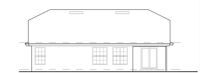 Contemporary Florida Mediterranean Narrow Lot Rear Elevation of Plan 63178